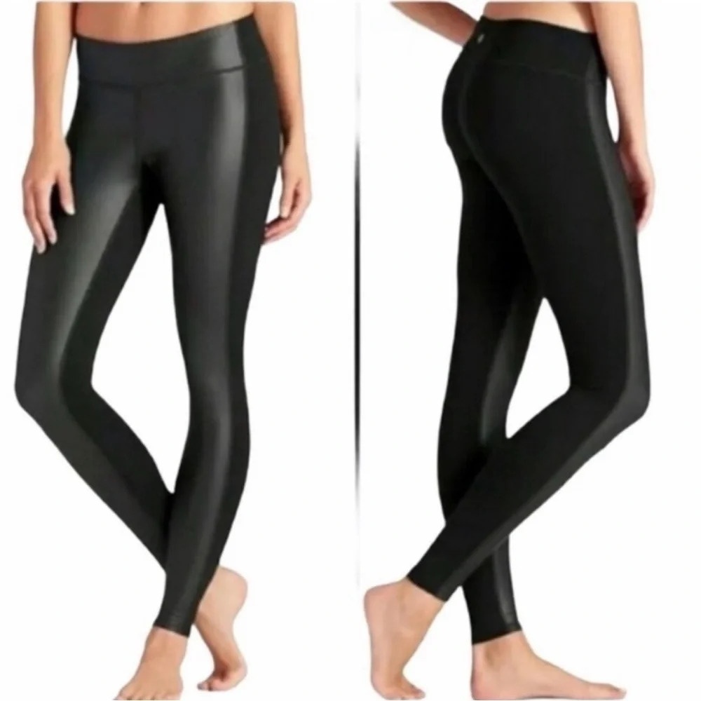 Athleta Gleam‎ Faux Leather Panel
Leggings- Black Size S